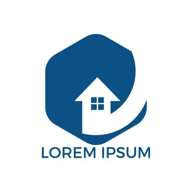 Emlak logo tasarımı. Logo simge veya aynî veya bina inşaat iş simgesi.