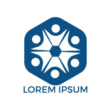 Topluluk soyut logosunu görmeniz gerekir. Mutlu insanlar logosunu görmeniz gerekir. Ekip çalışması sembolü. Sosyal logosunu görmeniz gerekir. Ortaklık kişi simgesi.