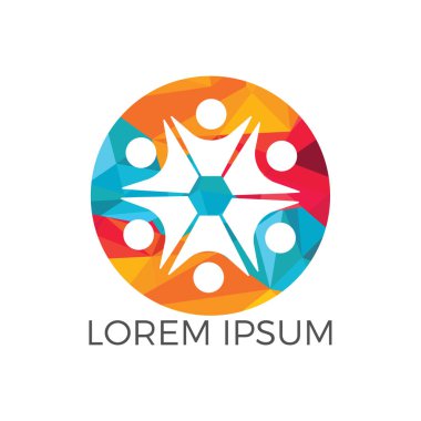 Topluluk soyut logosunu görmeniz gerekir. Mutlu insanlar logosunu görmeniz gerekir. Ekip çalışması sembolü. Sosyal logosunu görmeniz gerekir. Ortaklık kişi simgesi.