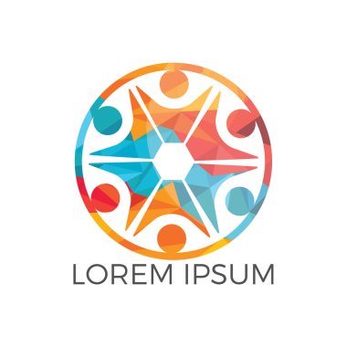 Topluluk soyut logosunu görmeniz gerekir. Mutlu insanlar logosunu görmeniz gerekir. Ekip çalışması sembolü. Sosyal logosunu görmeniz gerekir. Ortaklık kişi simgesi.