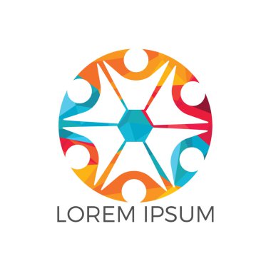 Topluluk soyut logosunu görmeniz gerekir. Mutlu insanlar logosunu görmeniz gerekir. Ekip çalışması sembolü. Sosyal logosunu görmeniz gerekir. Ortaklık kişi simgesi.