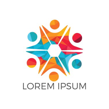 Topluluk soyut logosunu görmeniz gerekir. Mutlu insanlar logosunu görmeniz gerekir. Ekip çalışması sembolü. Sosyal logosunu görmeniz gerekir. Ortaklık kişi simgesi.