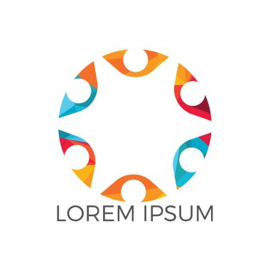 Topluluk soyut logosunu görmeniz gerekir. Mutlu insanlar logosunu görmeniz gerekir. Ekip çalışması sembolü. Sosyal logosunu görmeniz gerekir. Ortaklık kişi simgesi.