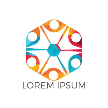 Topluluk soyut logosunu görmeniz gerekir. Mutlu insanlar logosunu görmeniz gerekir. Ekip çalışması sembolü. Sosyal logosunu görmeniz gerekir. Ortaklık kişi simgesi.