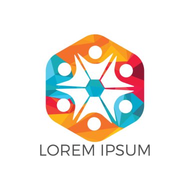 Topluluk soyut logosunu görmeniz gerekir. Mutlu insanlar logosunu görmeniz gerekir. Ekip çalışması sembolü. Sosyal logosunu görmeniz gerekir. Ortaklık kişi simgesi.