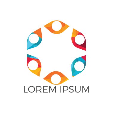 Topluluk soyut logosunu görmeniz gerekir. Mutlu insanlar logosunu görmeniz gerekir. Ekip çalışması sembolü. Sosyal logosunu görmeniz gerekir. Ortaklık kişi simgesi.