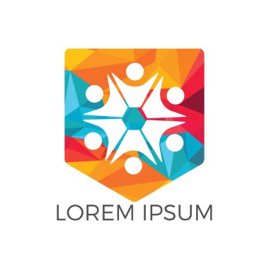 Topluluk soyut logosunu görmeniz gerekir. Mutlu insanlar logosunu görmeniz gerekir. Ekip çalışması sembolü. Sosyal logosunu görmeniz gerekir. Ortaklık kişi simgesi.