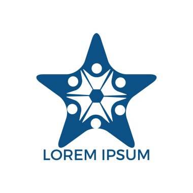 Yaratıcı toplum. İnsanlar logosunu görmeniz gerekir. Yıldız insanlar için eğitim, sosyal topluluk vektör amblemi soyut.