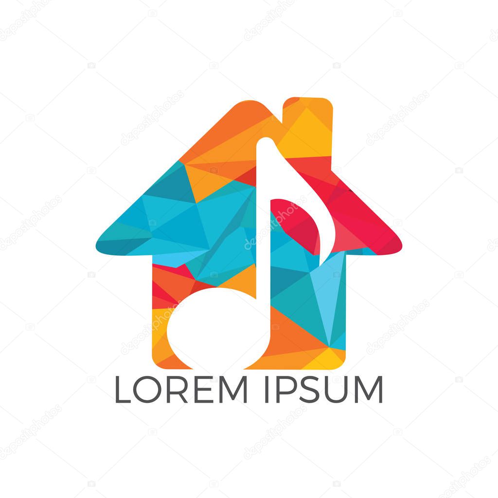 Music House Logo Design. Abstract logo for music and sound.
