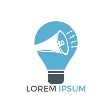 Parlayan bir ışık ampul logo tasarımı megafon. 