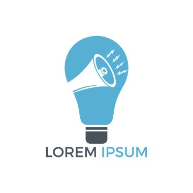 Parlayan bir ışık ampul logo tasarımı megafon. 