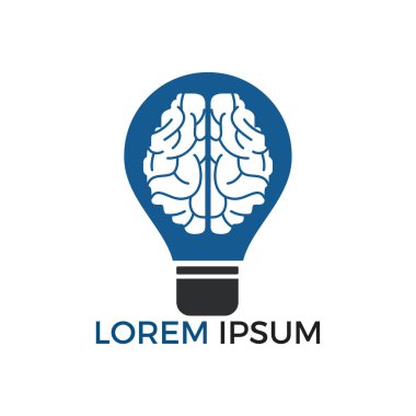Ampul ve beyin logosu tasarımı. Yaratıcı ampul fikri beyin vektör simgesi.