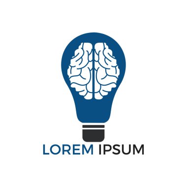 Ampul ve beyin logosu tasarımı. Yaratıcı ampul fikri beyin vektör simgesi.