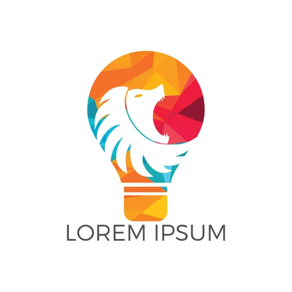 Light Bulb Lion Logo Design Wild Ideas Logo Concept — Stock Vector