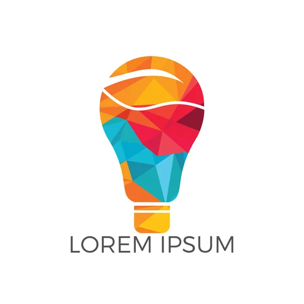 Żarówka Lampy Liść Logo Charakter Pojęcia Innowacji Symbol — Wektor stockowy