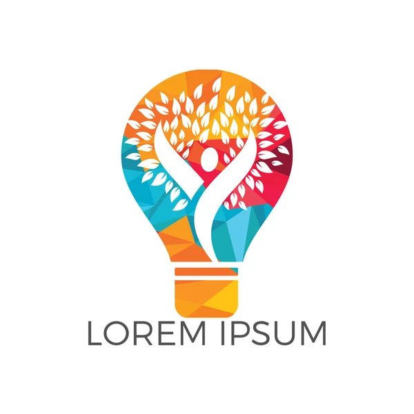 Лампа Ламп Дизайн Логотипу Дерева Людей Здоров Людини Догляд Логотипом — стоковий вектор