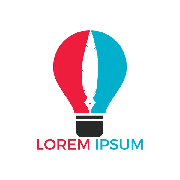 Light Bulb and Pen logo design. Smart Lamp Pen Logo Design. Education logo template.