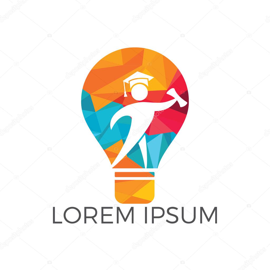Light Bulb and Student logo design. Education concept template. Idea School Creative And Symbolic Logo Design.