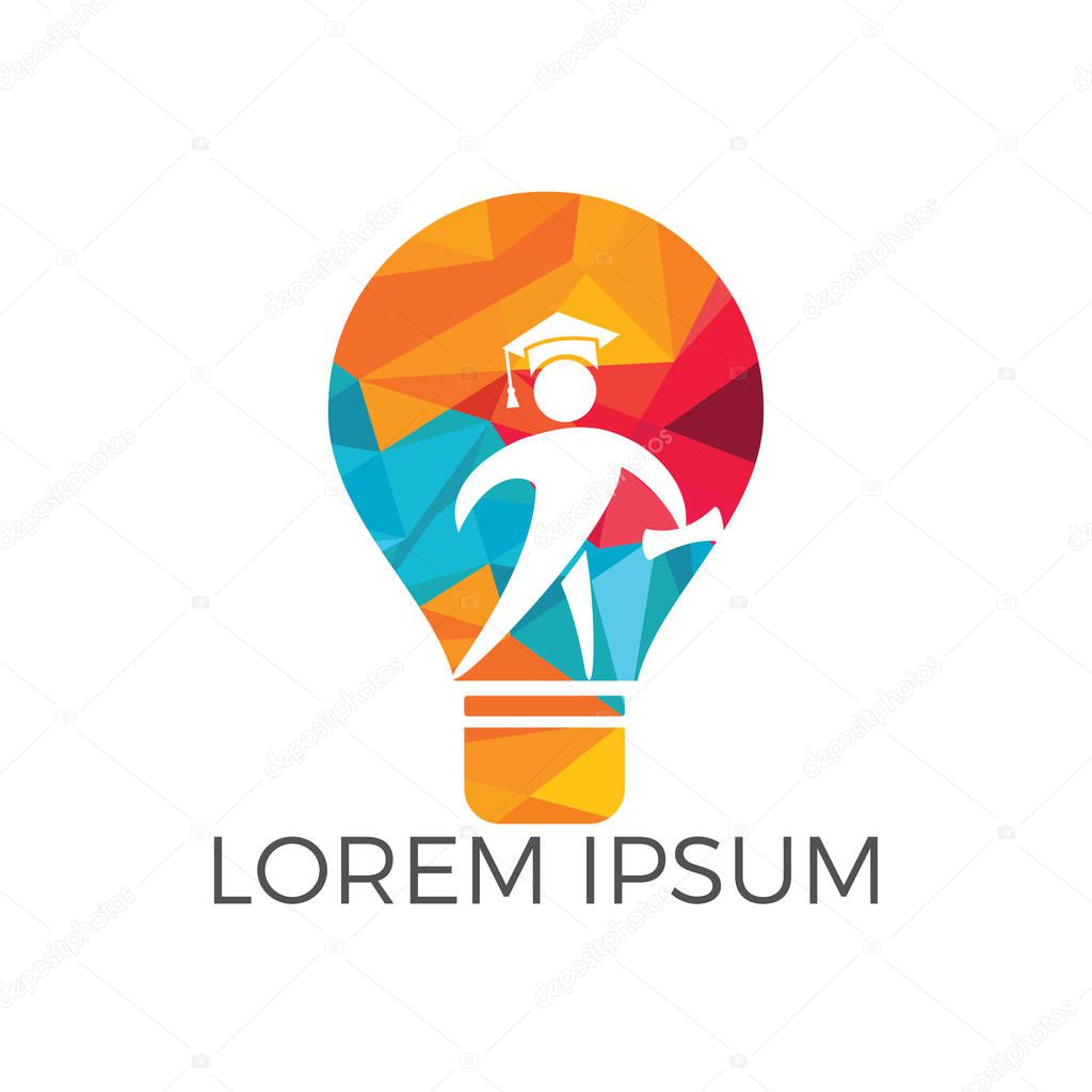 Light Bulb and Student logo design. Education concept template. Idea School Creative And Symbolic Logo Design.
