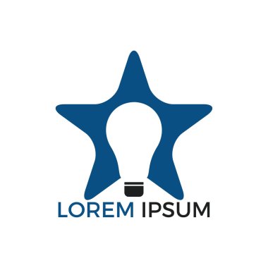 Parlak yıldız ampul teknoloji logo tasarımı. Vektör yıldız simgesi tasarım fikir ampul.