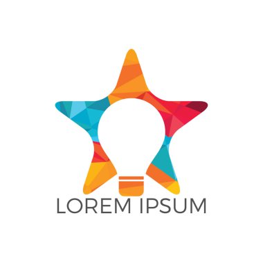 Parlak yıldız ampul teknoloji logo tasarımı. Vektör yıldız simgesi tasarım fikir ampul.