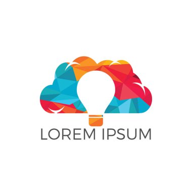 Ampul bulut Logo tasarımı. Fikir bulut logo şablonu ile temsil eden fikir, buluş, akıllı çözümler soyut ışık ampul bir bulut içinde.
