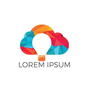 Ampul bulut Logo tasarımı. Fikir bulut logo şablonu ile temsil eden fikir, buluş, akıllı çözümler soyut ışık ampul bir bulut içinde.