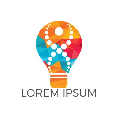 Ampul lambası ve insan doğası DNA 'sı ve genetik logo tasarımı. İnsan sağlığı ve bakım logosu tasarımı. Doğa fikri yenilik sembolü.