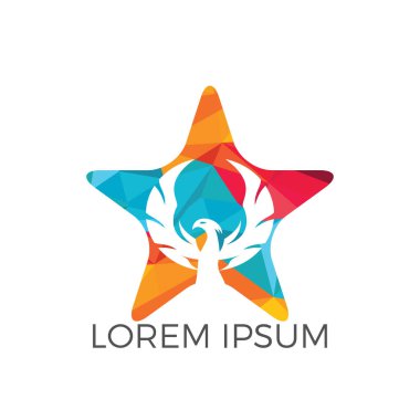 Yıldız şekli phoenix logo tasarımı. Hanedan phoenix yıldız logo tasarım şablonu.