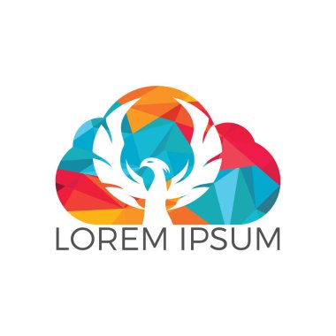 Phoenix bulut logosu tasarımı. Bulut Özgürlük logosu tasarım şablonu.