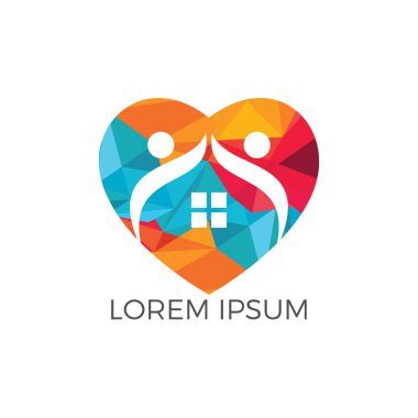 Aile ve ev konsept tasarımı sevgi dolu. Aşk insanlar ve logo bakım.