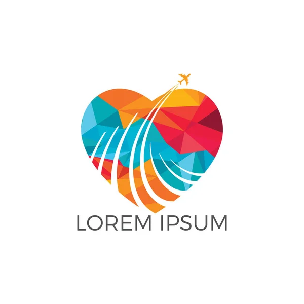 Desain Logo Perjalanan Cinta Perjalanan Agen Tanda Kreatif Petualangan Menakjubkan - Stok Vektor