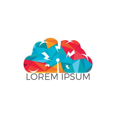 Logo tasarım bulut. Veritabanı depolama hizmetleri web teknoloji logo. Yaratıcı bir fikir konsept tasarımı bulut bilgi işlem vektör simgesi.