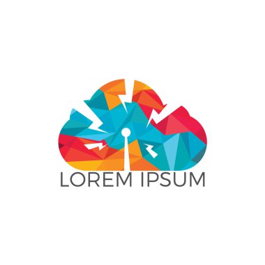 Logo tasarım bulut. Veritabanı depolama hizmetleri web teknoloji logo. Yaratıcı bir fikir konsept tasarımı bulut bilgi işlem vektör simgesi.