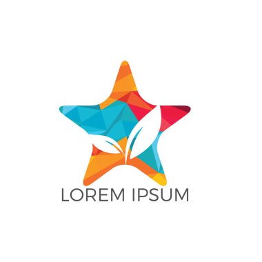 Yıldız yaprak logo tasarımı. Eko doğal organik logo kavramı simgesi.