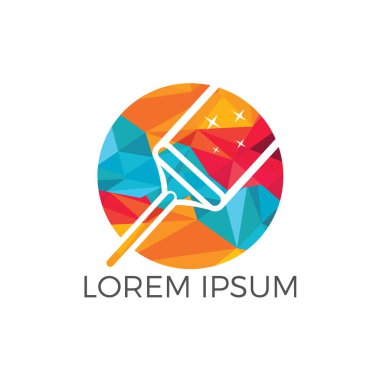 Temizlik Hizmetleri logo tasarımı süpürge. Ev temizlik şirketi logo tasarımı.