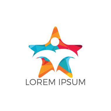 İnsan yıldız yaratıcı logo tasarımı. Eğitim, sosyal topluluk ve fitness amblemi vektör yıldız insanlar soyut.