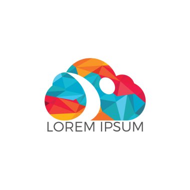 Soyut insan bulut Logo tasarımı. İş kurumsal bulut logo tasarlamak vektör.