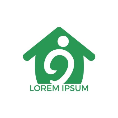 Mutlu insan vektör logo tasarımı ile ev. Hayır, yardım ve Destek organizasyon vektör tasarımı. 