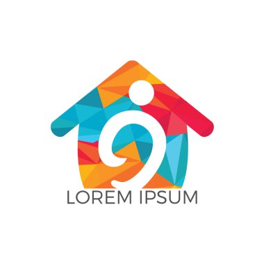 Mutlu insan vektör logo tasarımı ile ev. Hayır, yardım ve Destek organizasyon vektör tasarımı. 