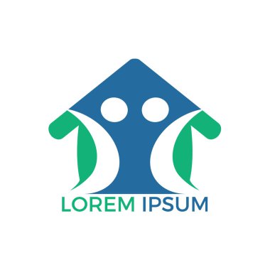 Mutlu aile ev logo tasarımı. Yaratıcı soyut karakter Müstakil Ev sembolü Logo tasarımı.