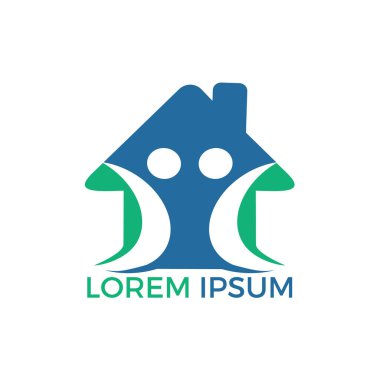 Mutlu aile ev logo tasarımı. Yaratıcı soyut karakter Müstakil Ev sembolü Logo tasarımı.