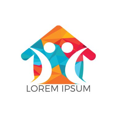 Mutlu aile ev logo tasarımı. Yaratıcı soyut karakter Müstakil Ev sembolü Logo tasarımı.