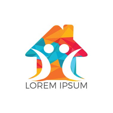 Mutlu aile ev logo tasarımı. Yaratıcı soyut karakter Müstakil Ev sembolü Logo tasarımı.