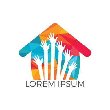 Yetim çocuk ev logo tasarımı. Çocuk Bakımı eğitim ve evlat edinme vektör logo tasarımı ebeveynlik.