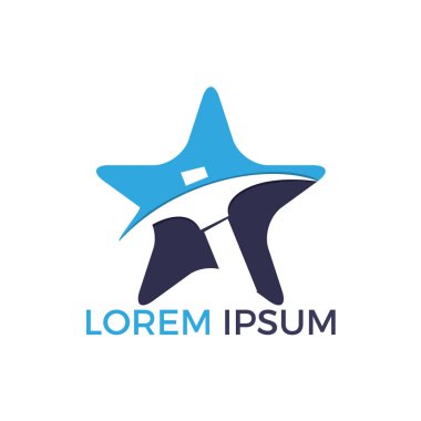 Kazma ve logo tasarımı madencilik yıldız. Madencilik Sanayi logo tasarım şablonu.