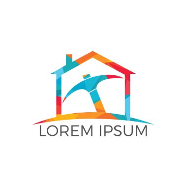 Kazma ve logo tasarımı madencilik ev. Madencilik Sanayi logo tasarım şablonu.