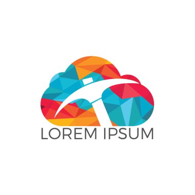 Kazma ve logo tasarımı madencilik bulut. Madencilik Sanayi logo tasarım şablonu.