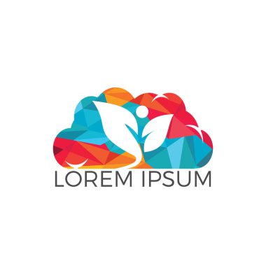 Sağlık ve spa vektör logo tasarım şablonu. Sağlık ve Tıp sembolü bulut şeklinde. Bulut bakım logosu. 