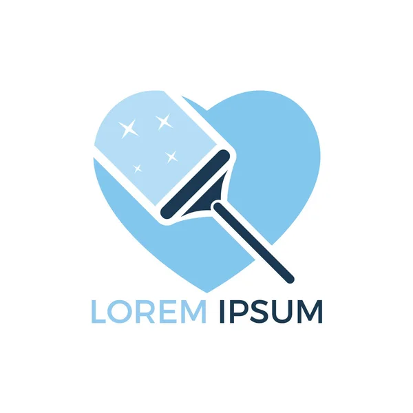 Temizleme şirket logo tasarım seviyorum. Süpürge ve temizlik hizmeti Logo tasarımı kalp. 